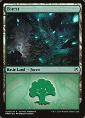 Forest (A06/010) - FOIL PROMO Ravnica Weekend Golgari 2018